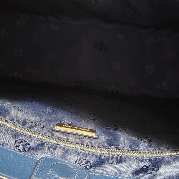 Tory Burch Thea Hobo Bag Navy Blue Pebbled Leather - Picture 4 of 4